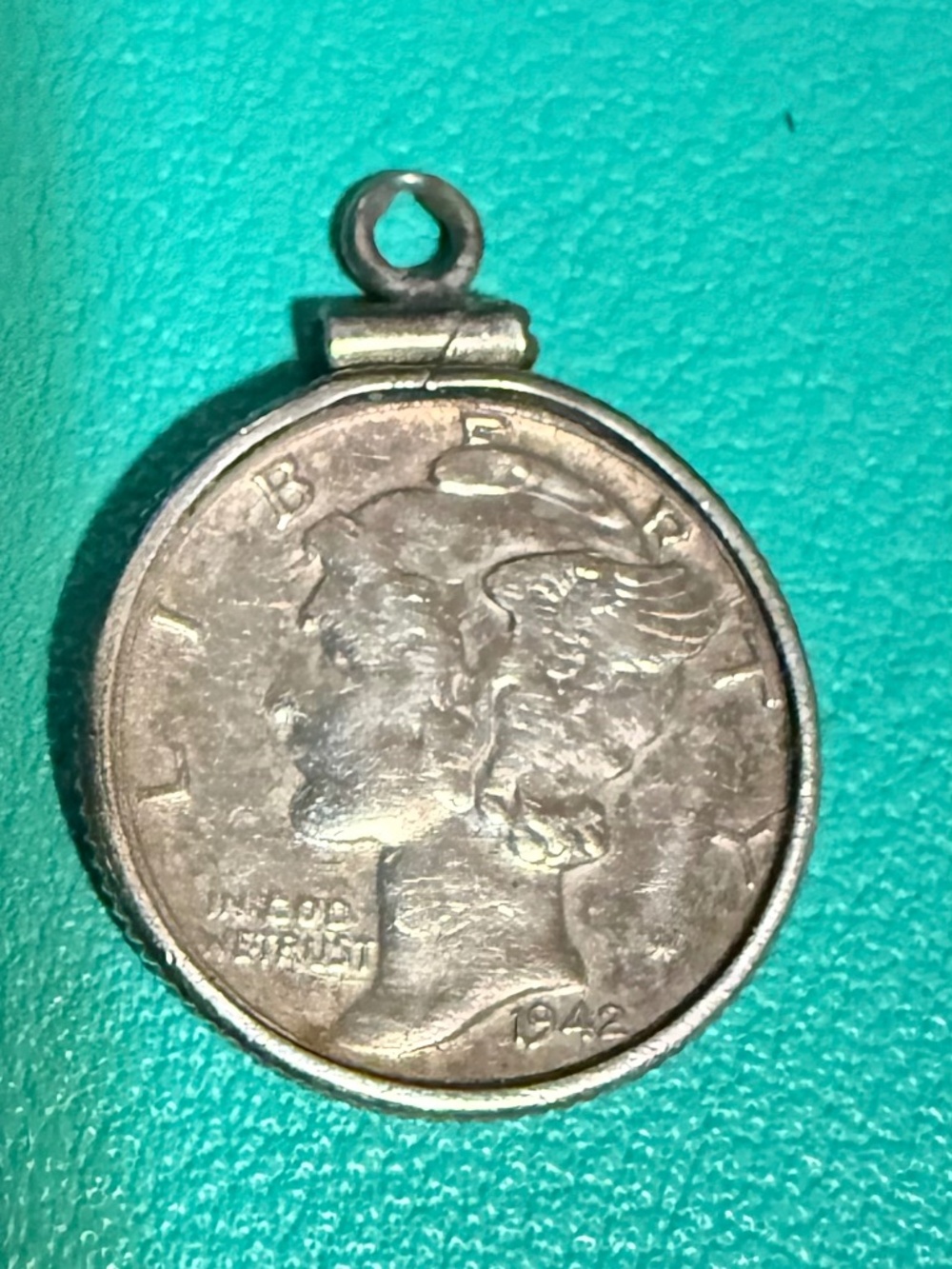 1942 Mercury Dime 90% Silver Winged Liberty Coin Pendant
